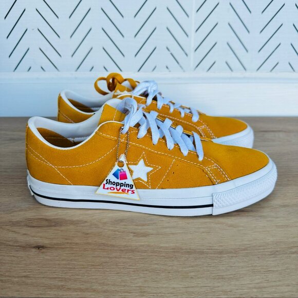 ⭐Converse One Star Pro OX Low Men Shoes Sz 8 Mustard Yellow Suede Retro A09231C - Picture 1 of 10